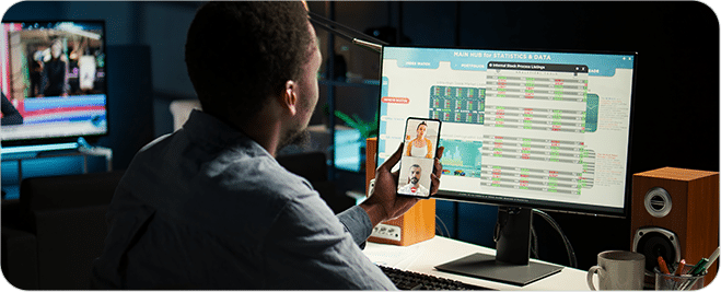 Investor reviewing AI stock screener dashboard for disruptive technology stocks